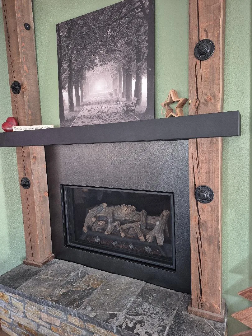 Traditional fireplace upgrade with tile and mantel surround Traditional fireplace upgrade with tile and mantel surround